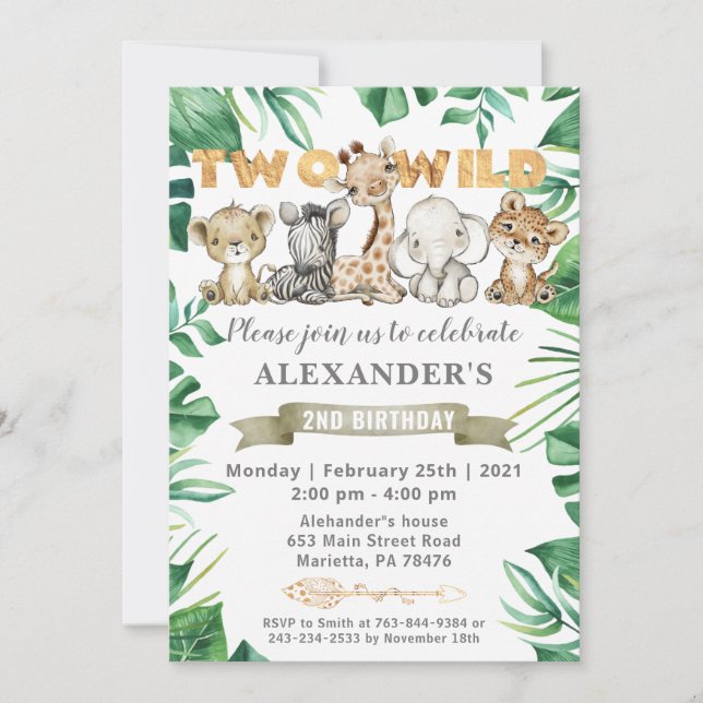 Safari Deux Wild Birthday Party Invitation (Devant)