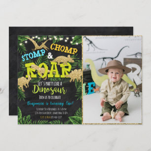 Safari Dinosaur Invitation Anniversaire Avec Photo