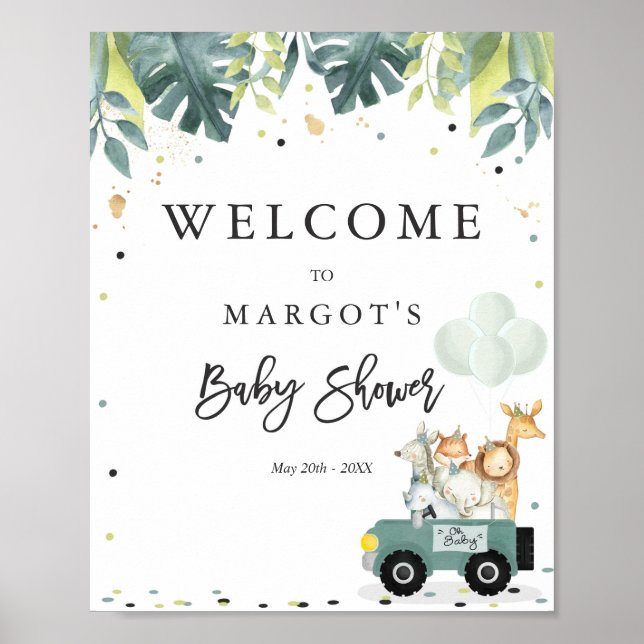 Safari Drive By Baby shower Affiche de bienvenue (Devant)