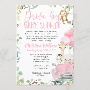 Safari Drive By Baby Shower Invitations pour fille