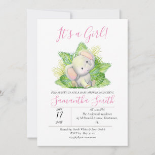 Safari Elephant rose invitation
