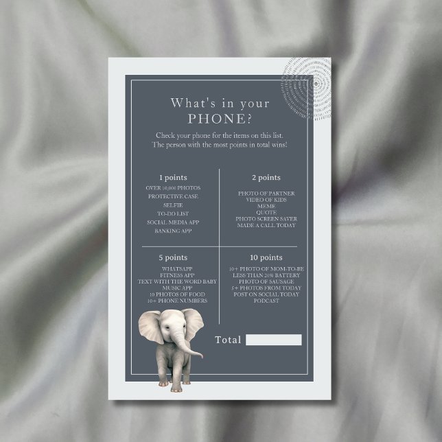 Safari Elephant What’s in Your Phone Baby shower (Créateur téléchargé)