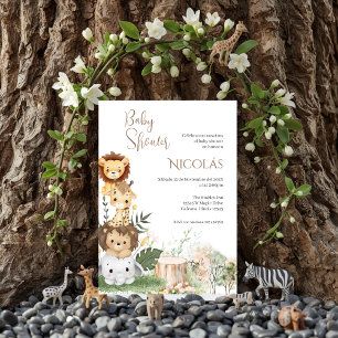 Safari Espagnol Baby shower Invitation garçon