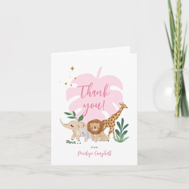 Safari fille Carte de remerciements fête d'anniver (Devant)