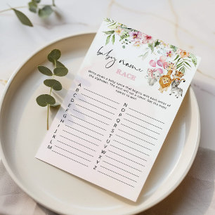 Safari floral nom de race jeu de baby shower