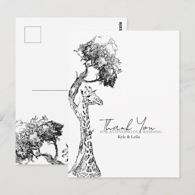 Safari Giraffe Thème Carte Postale Design (Devant / Derrière)