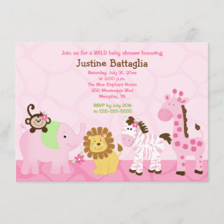 Safari Girl Customisée Baby shower Invitation