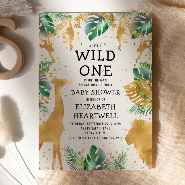 Safari Green Gold Ecru Baby shower neutre Invitati (Créateur téléchargé)