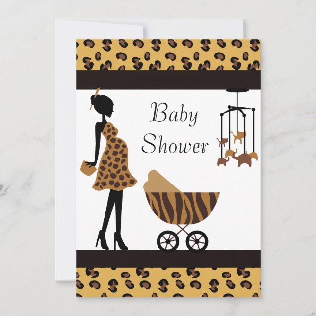 Safari Invitation Baby shower afro-américaine (Devant)