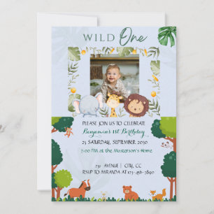 Safari Invitations d'anniversaire Wild One Party