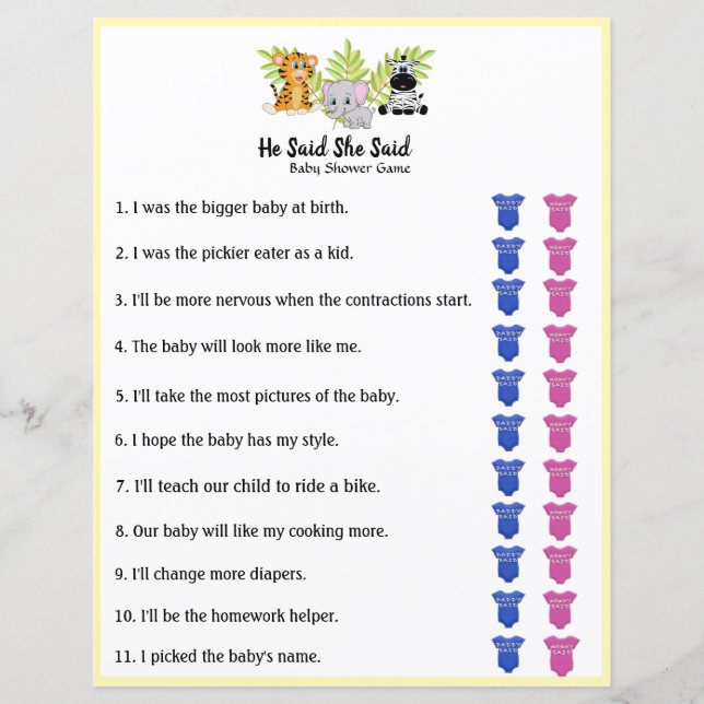 Safari Jungle Animal Baby shower Il A Dit Qu'Elle  (Devant)