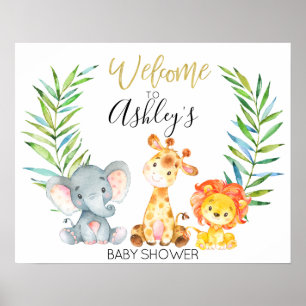 Safari Jungle Animaux Baby shower Affiche de bienv