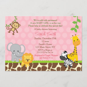 Safari Jungle Animaux Bébé Douche Invitations Fill