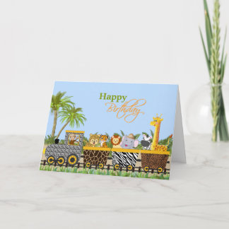 Safari Jungle Animaux en train Carte de voeux