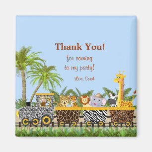 Safari Jungle Animaux en train Merci Magnet