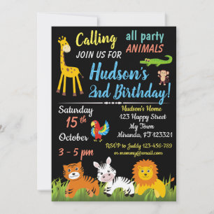 Safari Jungle animaux invitation anniversaire