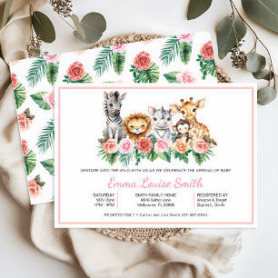 Safari Jungle Baby Girl Douche Invitation