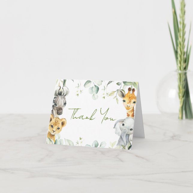 Safari Jungle Baby shower Carte de remerciements (Devant)