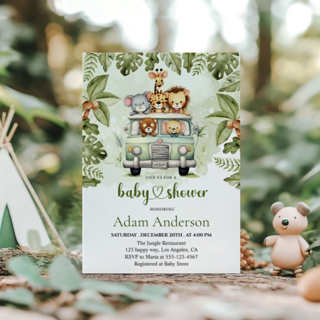 Safari Jungle Baby Shower Invitation  (Créateur téléchargé)