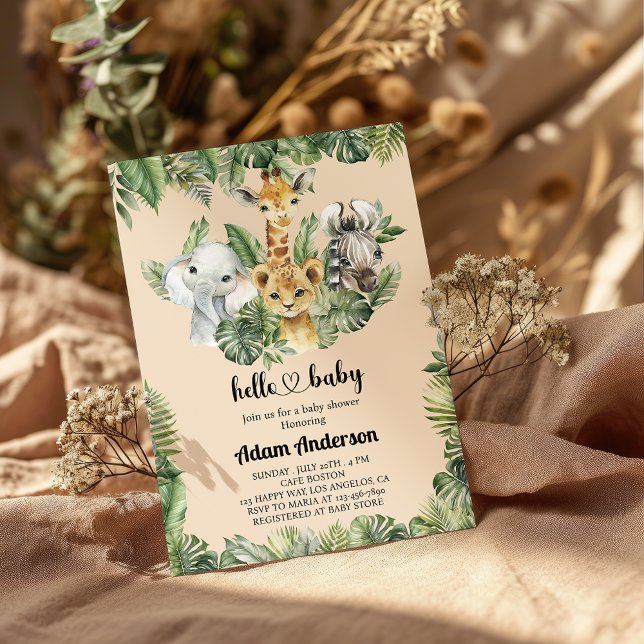 Safari Jungle Baby shower Invitation - animal mign (Créateur téléchargé)