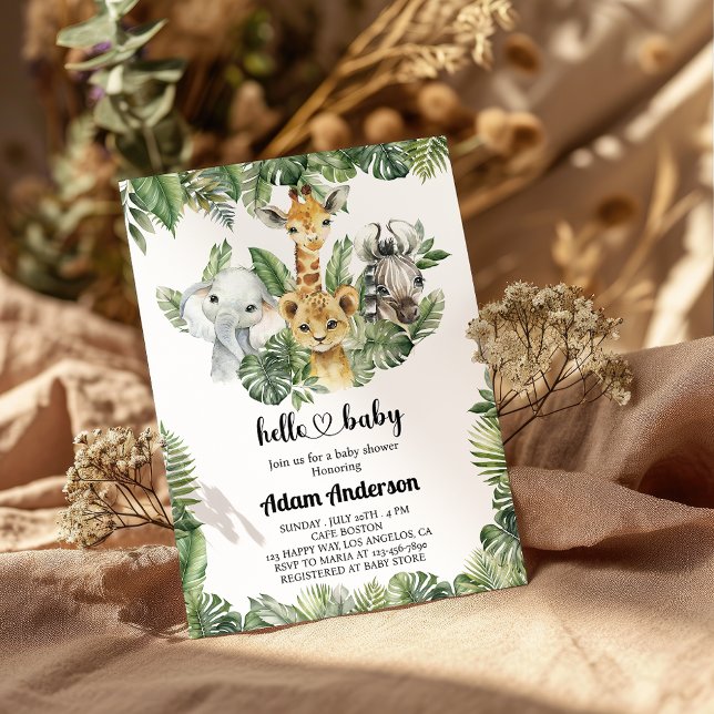 Safari Jungle Baby shower Invitation - animal mign (Créateur téléchargé)