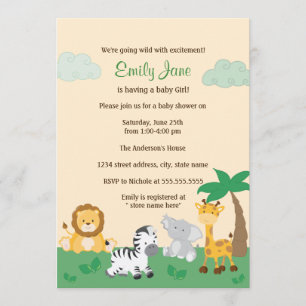 Safari Jungle Baby shower neutre  Invitation