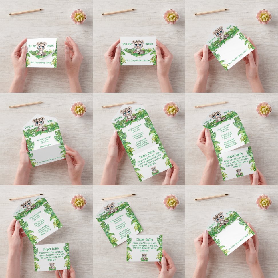 Safari Jungle Baby shower Tous en une invitation