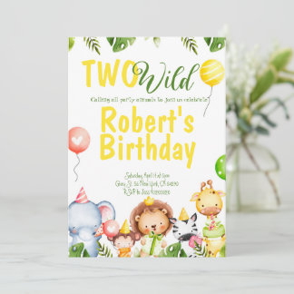 Safari Jungle Deux Invitation d'anniversaire sauva