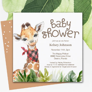 Safari Jungle Giraffe Cute Baby shower Invitation