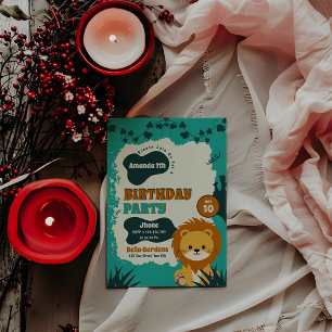 Safari Jungle Lion 1er Invitation anniversaire