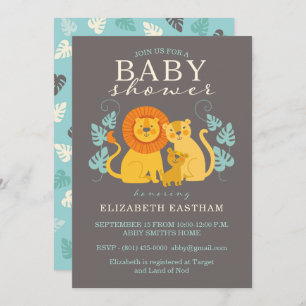 Safari Jungle Lion bébé garçon douche Invitation