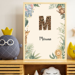 Safari Jungle Nom Prénom Monogramme M Décoration d