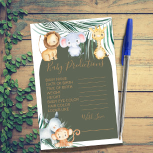 Safari Jungle Thème Baby shower Prédictions Jeu