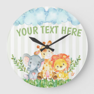 safari jungle zoo animal horloge chambre d'animaux