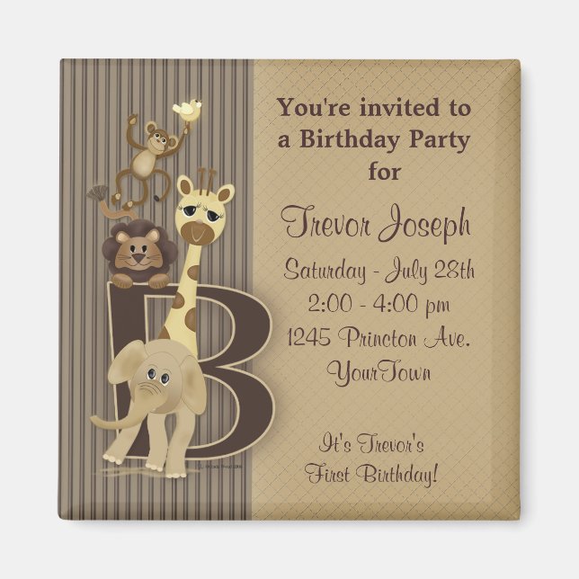 Safari Magnet Anniversaire Favoriser (Devant)