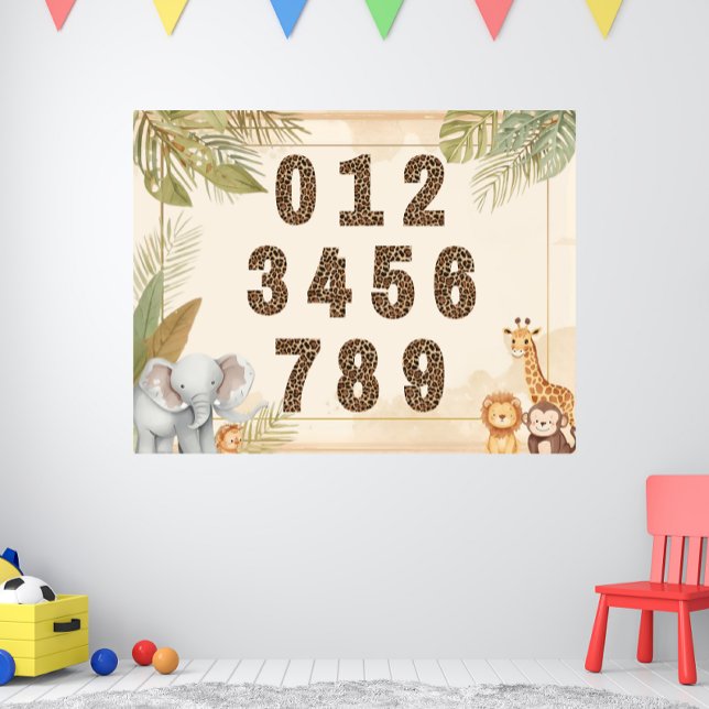 Safari Numbers Nursery Boho Jungle Animals Poster (Créateur téléchargé)