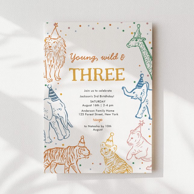 Safari Party 3rd Animals Birthday Invitation (Créateur téléchargé)