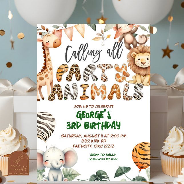 Safari Party Animals birthday invitation (Créateur téléchargé)