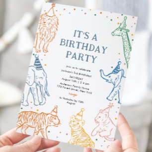 Safari Party Animaux Anniversaire Invitation