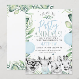 Safari Party Animaux Anniversaire Invitation pour 