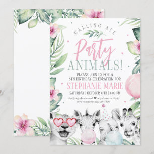 Safari Party Animaux Anniversaire Invitation pour 
