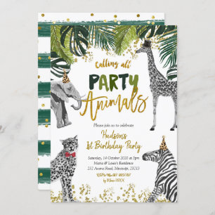 Safari Party Animaux Invitation d'anniversaire