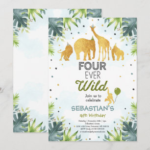 Safari Quatre jamais Wild Anniversaire Invitation 