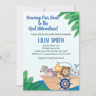 Safari Row Your Boat Baby shower Invitation