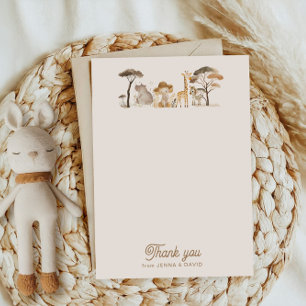 Safari sauvage Animaux Baby shower Carte de remerc