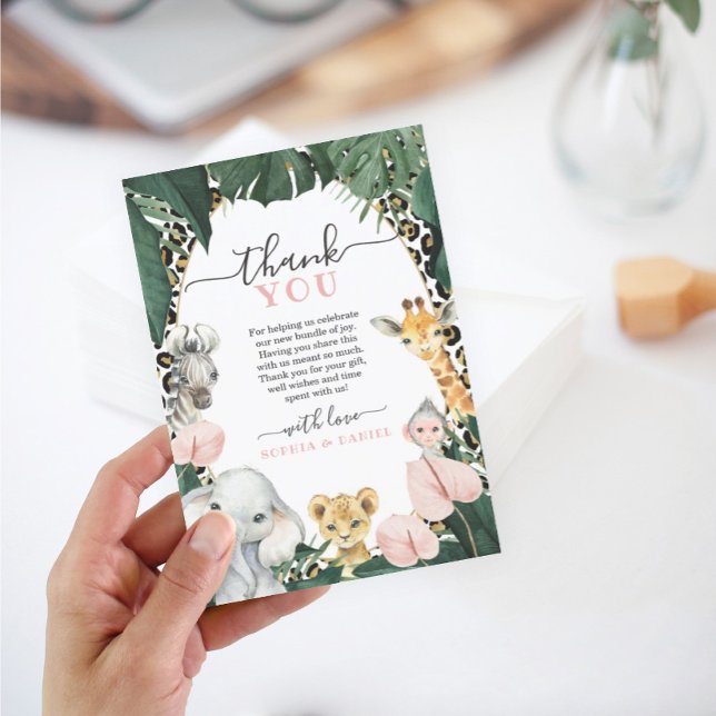 Safari sauvage Animaux Baby shower Carte de remerc (Créateur téléchargé)