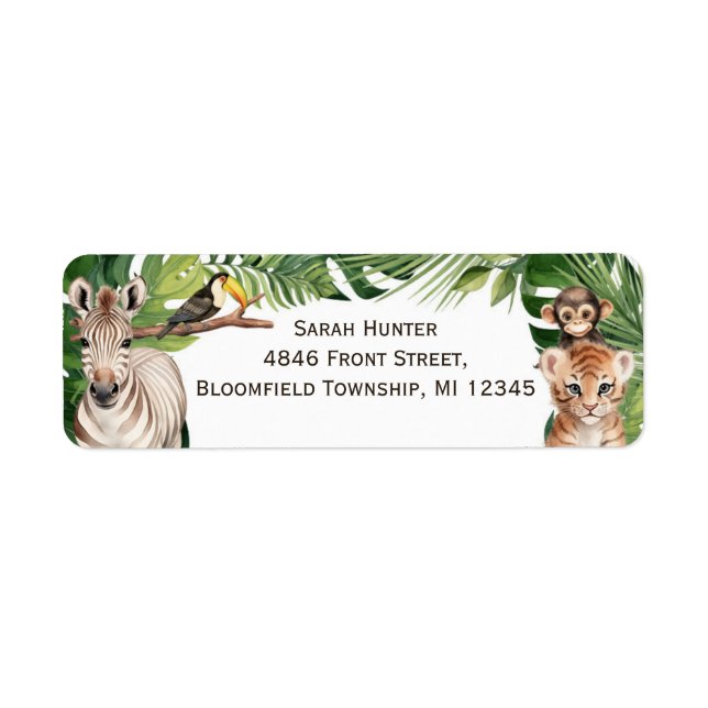 Safari thème Wild Un 1er anniversaire étiquette de (Devant)