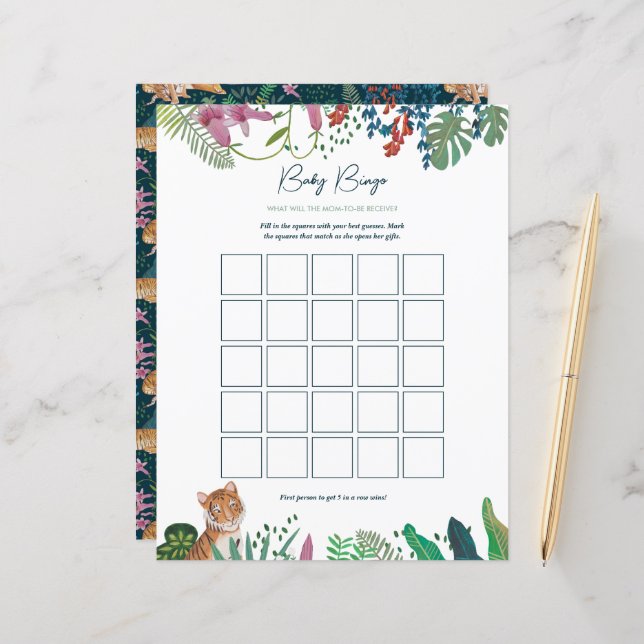 Safari Tiger Baby shower Jeu (Devant/Arrière en situation)