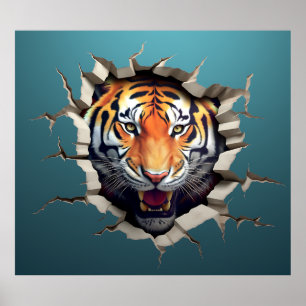 Safari Tiger Jungle Break out the Wall Poster Impr