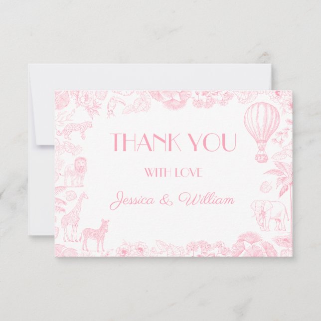 Safari Toile De Jouy Carte de remerciements Baby s (Devant)